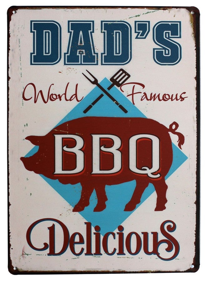 SUMIK Dad's BBQ Delicious, Metal Tin Sign, Vintage Art Poster Plaque Kitchen Home Wall Decor - Image 1